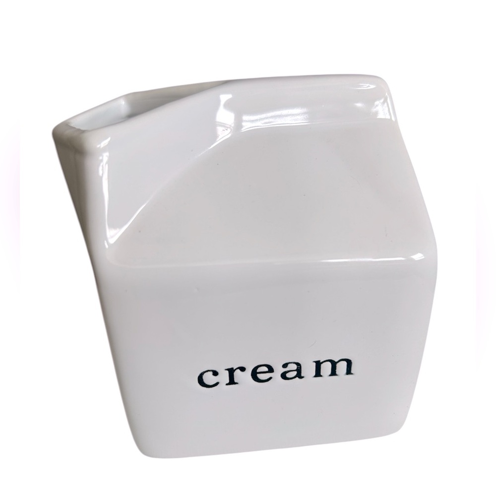 Crate & Barrel White Ceramic Milk Carton Style Creamer Container